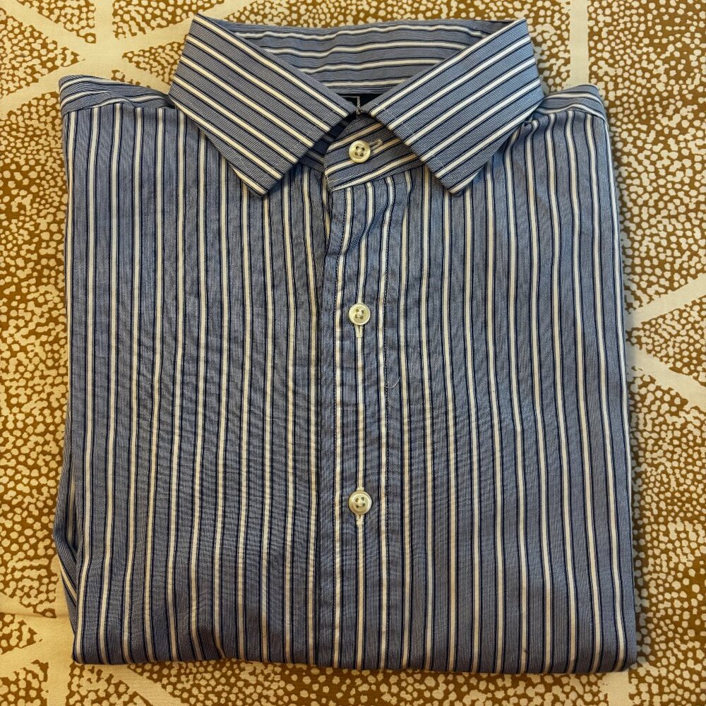 Men's Polo Ralph Lauren Regent Classic Fit Blue Striped Button-Down 16.5-34/35